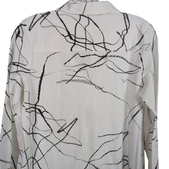 Wynne Layers long sleeve black white geometric high low Tunic button front sz XS - Picture 5 of 13